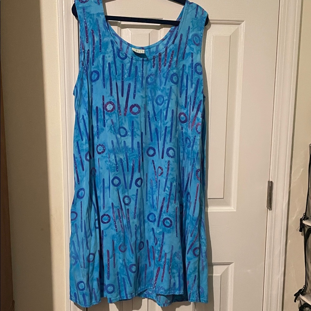 Blue Patterned Midi Dress